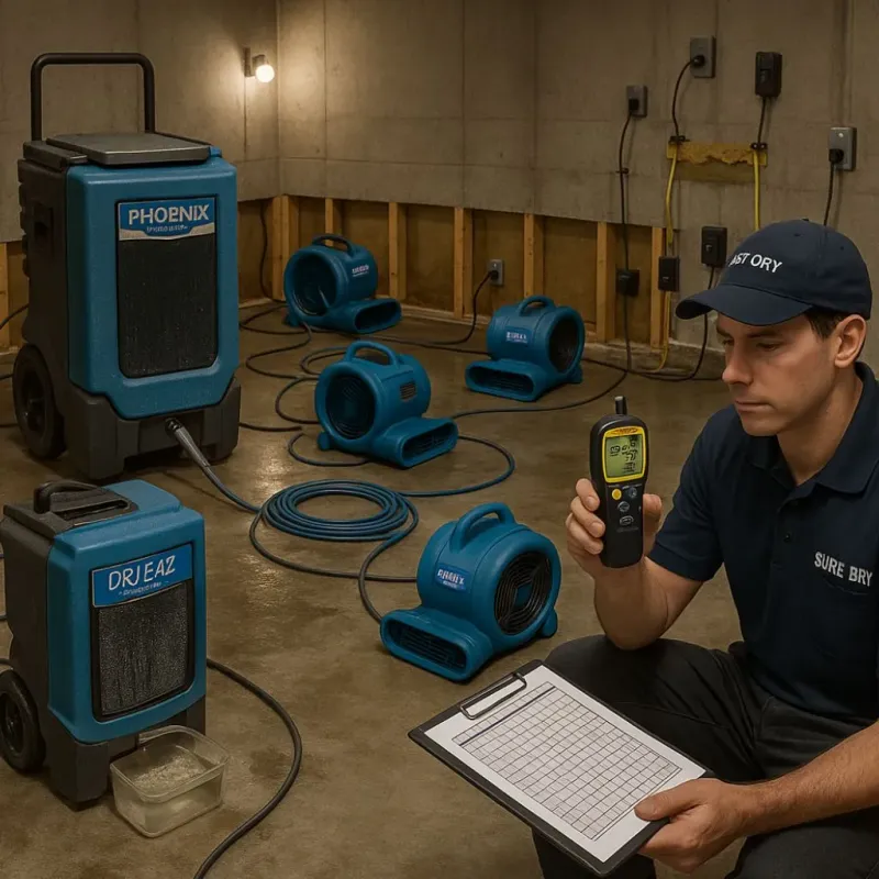 Structural Drying and Dehumidification process in Harrah, OK
